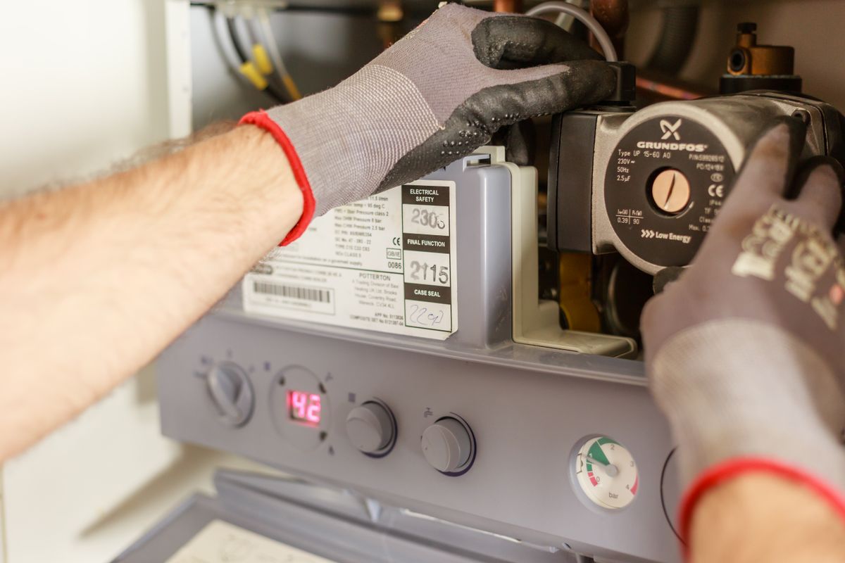 A boiler repair in progress in Raleigh